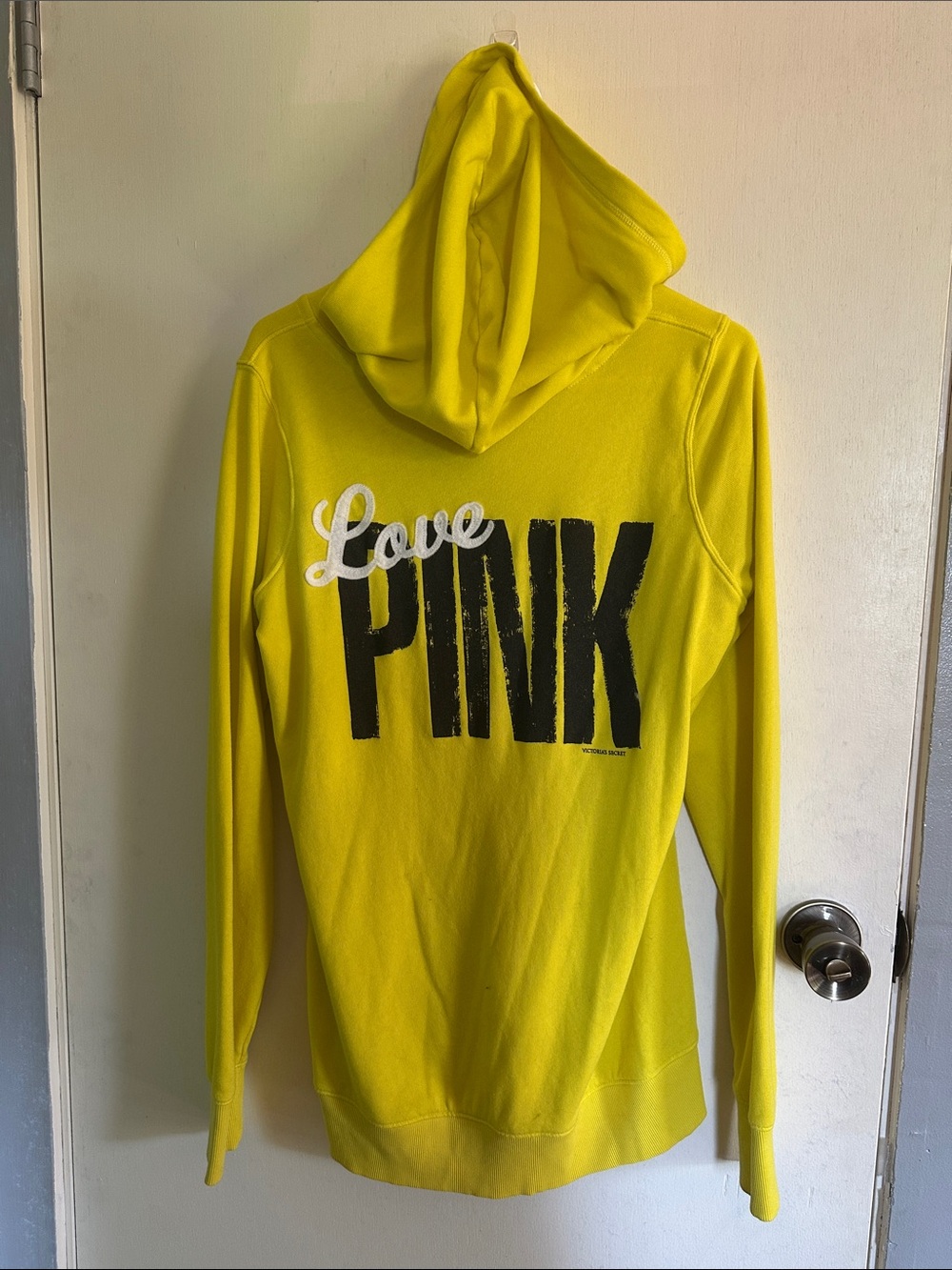 PINK Victoria's Secret Yellow 'Love PINK' Hooded Pullover
